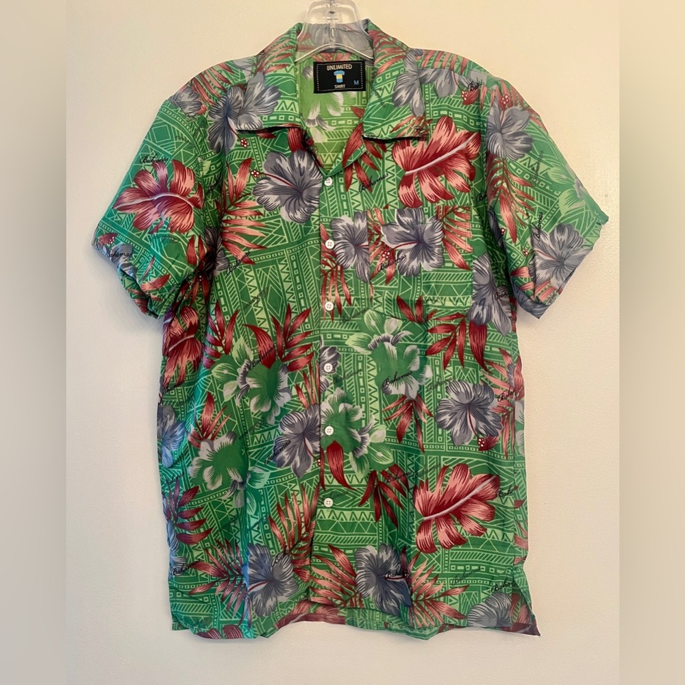 Tropical Green Floral Men's Shirt By Unlimited size M